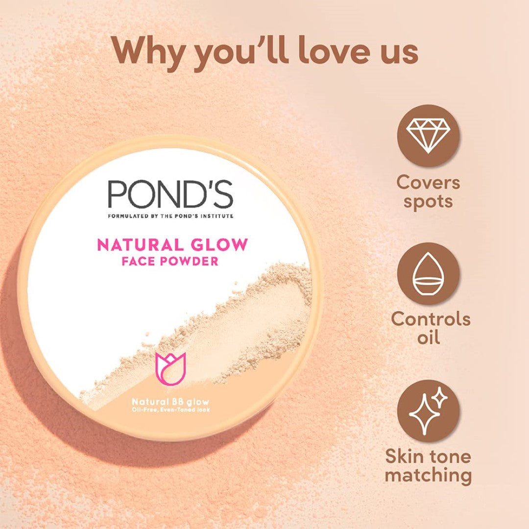 POND's Natural Glow Face Matte Powder For Normal Skin, Bb Glow - 30G, Pink