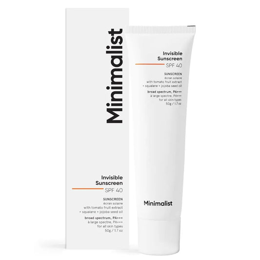 Minimalist Invisible Sunscreen For Oily Skin|Spf 40 Pa+++|Clinically Tested In USA (In-Vivo)|Water Resistant|Ultra Light Gel|Matte Finish|No White Cast|Sweat Resistant|For Women&Men|50 Gm