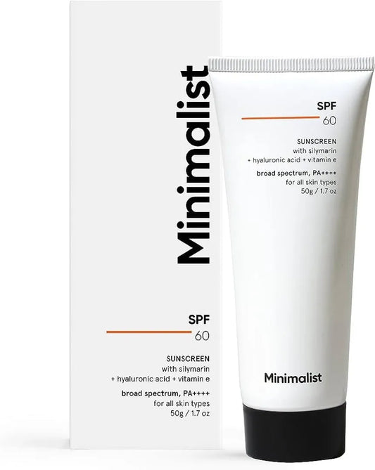 Minimalist Sunscreen SPF 60 PA ++++ | Pregnancy Safe | For Sensitive Skin | Broad Spectrum Sunscreen SPF 50+ With Potent Antioxidants & Advanced Filters | No White Cast | Non Irritant | 50 gm