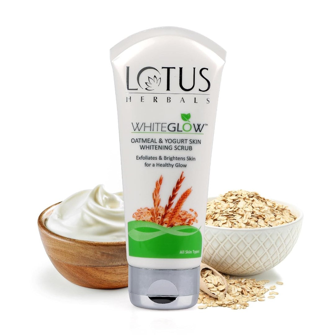 Lotus Herbals Whiteglow Oatmeal and Yogurt Skin Scrub | Oatmeal and Milk Yogurt |  50g