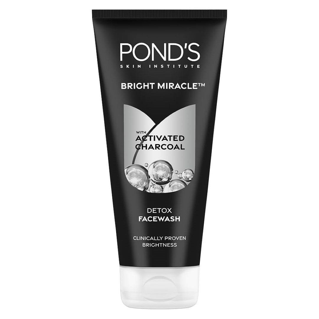 POND'S Bright Miracle Detox Facewash | 10X Power of Activated Charcoal| For Deep Cleaned Skin | Reveals Glow, Pollution Clear Face Wash, 200gm