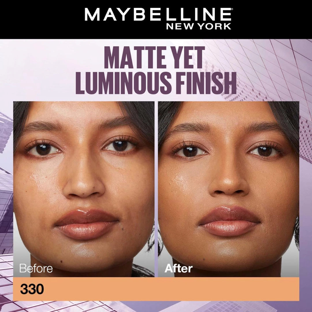 Maybelline New York Super Stay Lumi-Matte Liquid Foundation - 330, Up To 30H Long Wear, Water & Transfer Proof. SuperStay Lumi-Matte Liquid Foundation comes with Non-comedogenic & Vegan Formula | 35ml