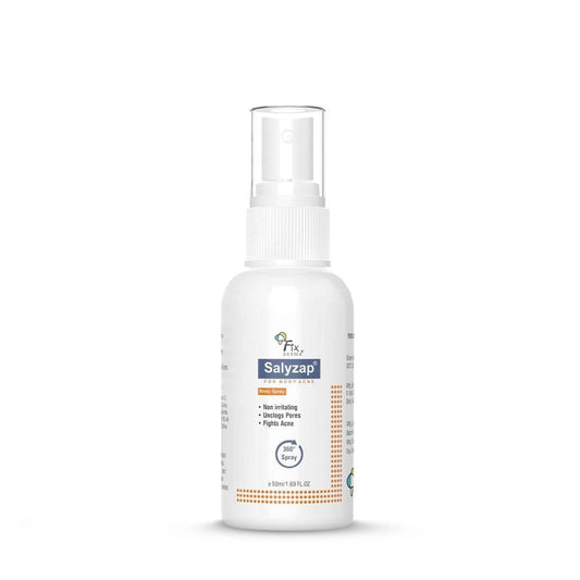 Fixderma 2% Salicylic Acid Salyzap Body Acne Spray For Acne on Back, Shoulders, Neck & Chest to improve Breakouts & Uneven skin texture for Women & Men - 50ml