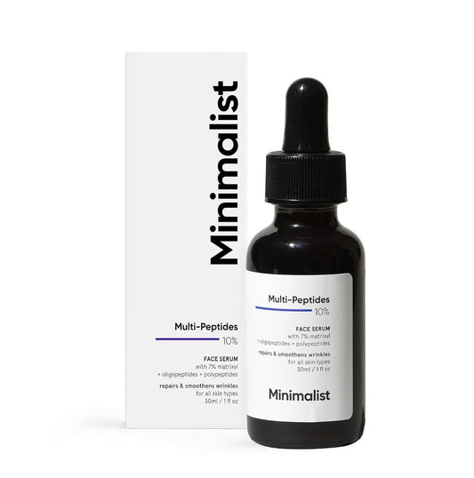 Minimalist Multi Peptides 10% Face Serum for Repair and Smooth Skin, 30 ml | Collagen Boosting, Hydrating & Overnight Repair Serum for Women & Men with 7% Matrixyl 3000 & 3% Bio-Placenta