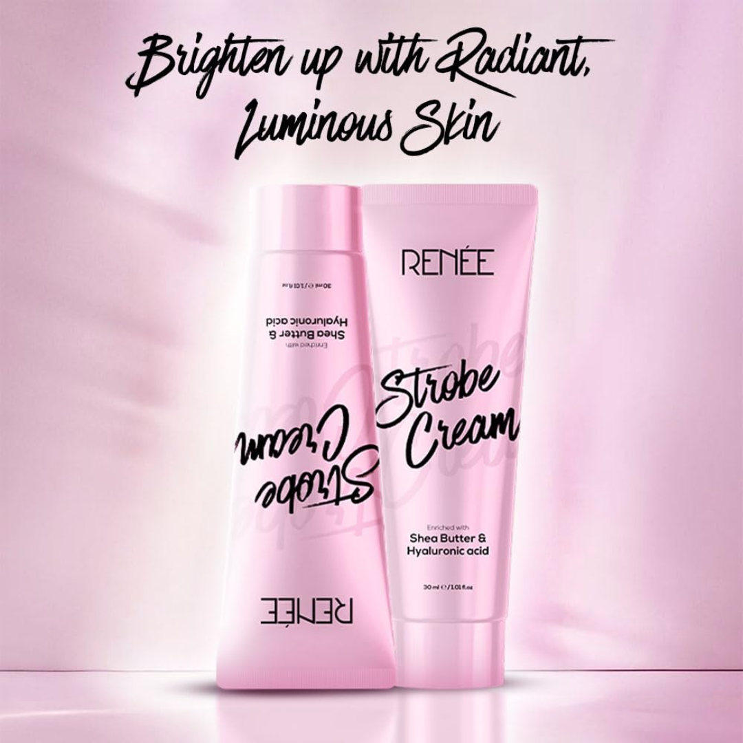 RENEE Strobe Cream l Dewy Finish, Radiant Skin l Highlighter for Glowing Complexion l Smoothens, Plumps & Hydrates Skin l Rich Moisture l Enriched with Hyaluronic Acid & Shea Butter l 30 ml