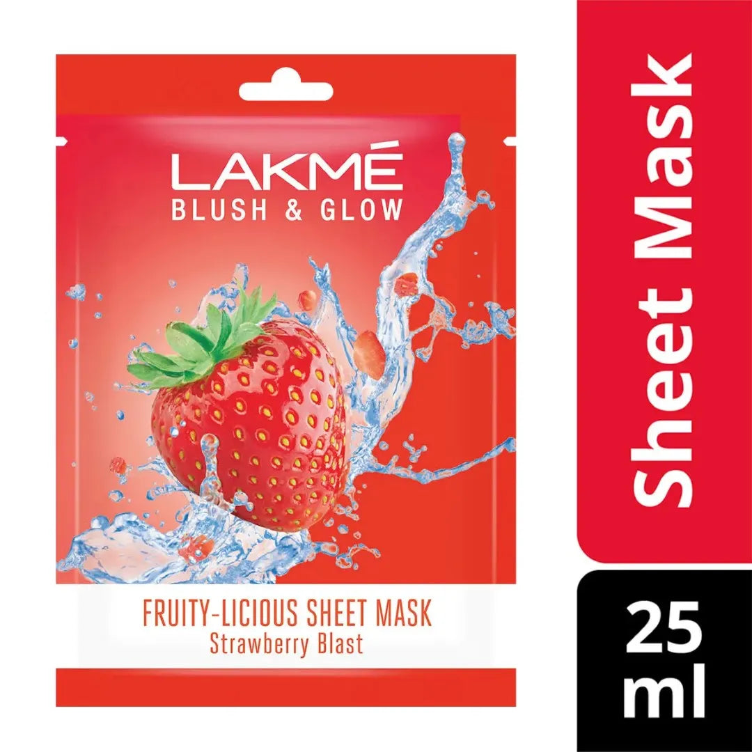 Lakme Blush & Glow Strawberry Sheet Mask Fruit Facial Like Glow (25ml