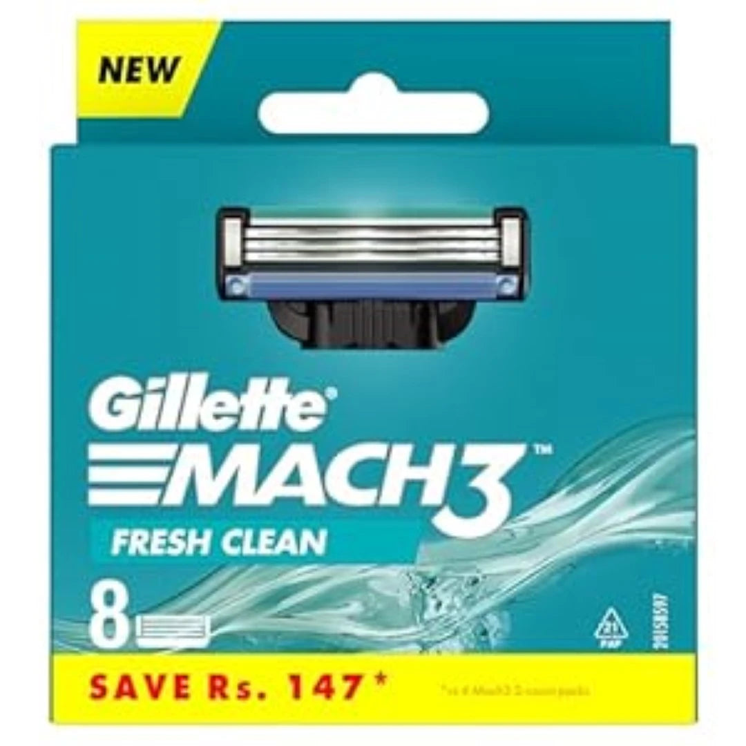 Gillette Mach 3 Manual Shaving Razor Blades-Pack Of 8S(Cartridge), Men