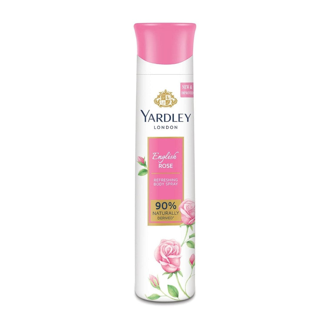 Yardley London English Rose Refreshing Body Spray| Fresh Floral Scent| 90% Naturally Derived| Deo Spray| Body Deodorant for Women| 150ml