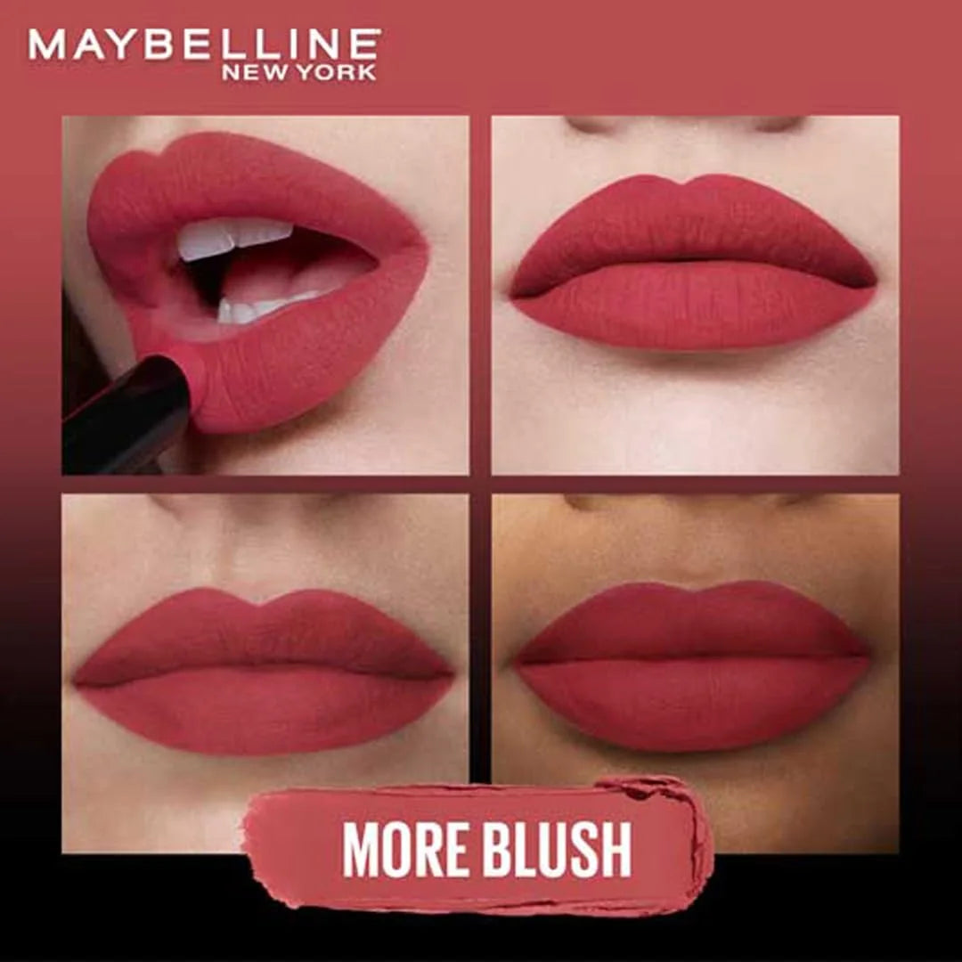 Maybelline New York Lipstick, Matte Finish, Bold Colour, Enriched With Jojoba Oil, Color Sensational Ultimattes, 199 More Ruby, 1.7g