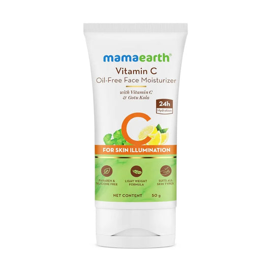 Mamaearth Vitamin C Oil-Free Moisturizer For Face with Vitamin C and Gotu Kola for Skin Illumination -50g|Non-Sticky|Restores Radiance|Hydrates & Brightens Skin|Oil-Free & Lightweight|For Glowing Skin  50gm