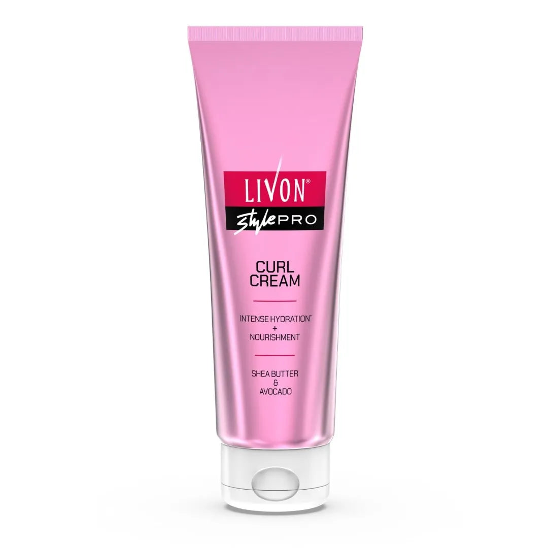 Livon Style Pro Curl Cream for curly, coily & wavy hair | | Curl defining cream for Intense Hydration & Nourishment | Leave in cream with Shea Butter & Avocado | 100ml