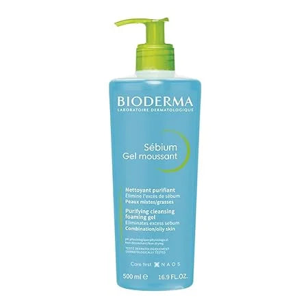 Bioderma Sebium Gel Moussant Purifying Cleansing Foaming Gel Combination To Oily Skin, 500ml