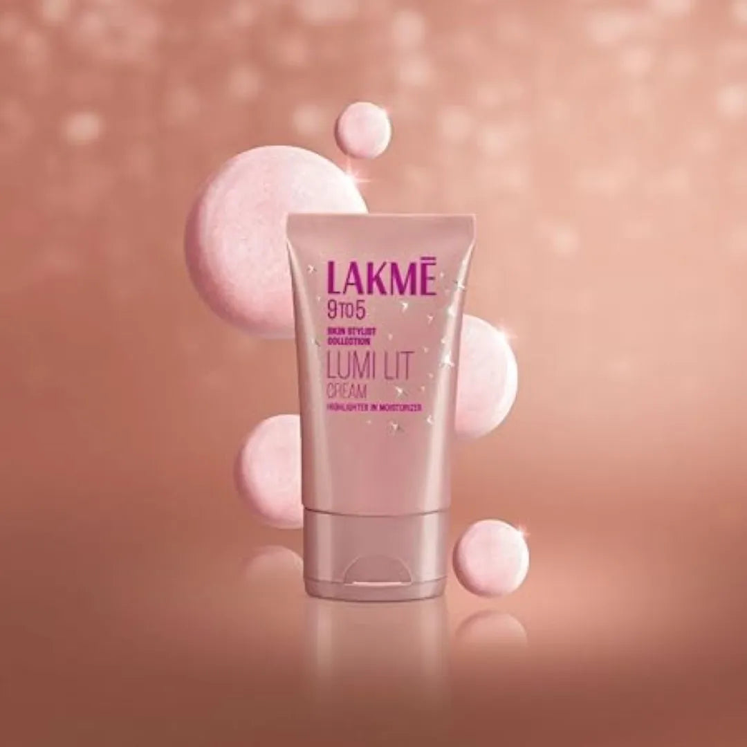 Lakme Lumi Cream - Face cream with Moisturizer + Highlighter, enriched with Niacinamide & Hyaluronic Acid - Dewy Rose, 30g