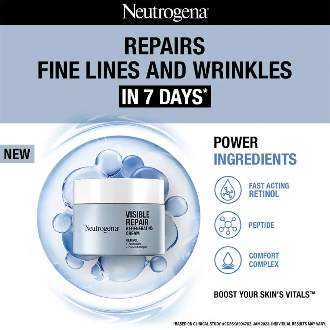 Neutrogena Visible Repair Regenerating Cream: Boosts Collagen for Anti-Ageing, Wrinkles, Fine Lines 50g