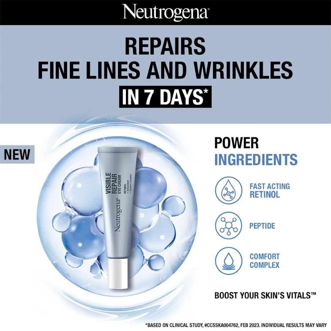 Neutrogena Visible Repair Retinol Eye Cream: Boosts Collagen for Anti-Ageing & Fine Lines 15g