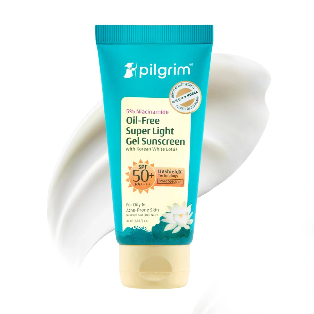 Pilgrim 5% Niacinamide Oil-Free Super Light Gel Sunscreen For Oily Skin SPF 50 PA++++ (40ml)