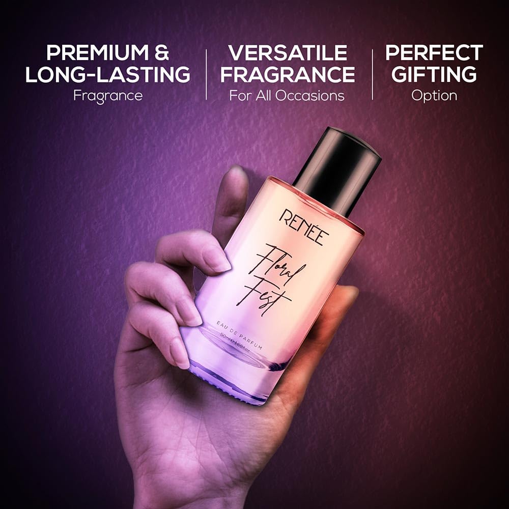 RENEE Floral Fest Eau De Parfum, Premium Long-lasting Fragrance With Notes of Orange, Mandarin, Osmanthus, Rose & Vanilla, Scent for Every Occasion, Ideal Perfume for Women, 50Ml