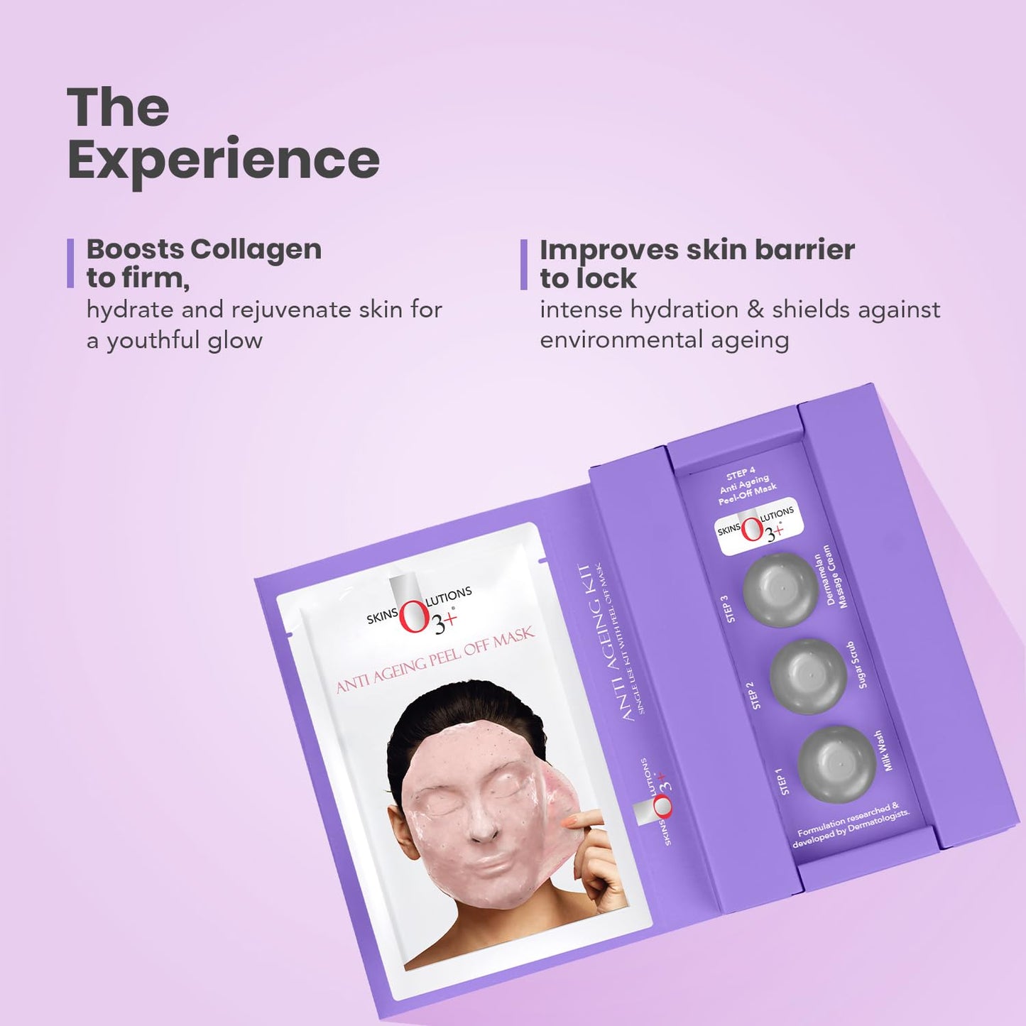 O3+ Anti Ageing Facial kit Brightening & Finelines Reducer With Peel off Mask 45gm