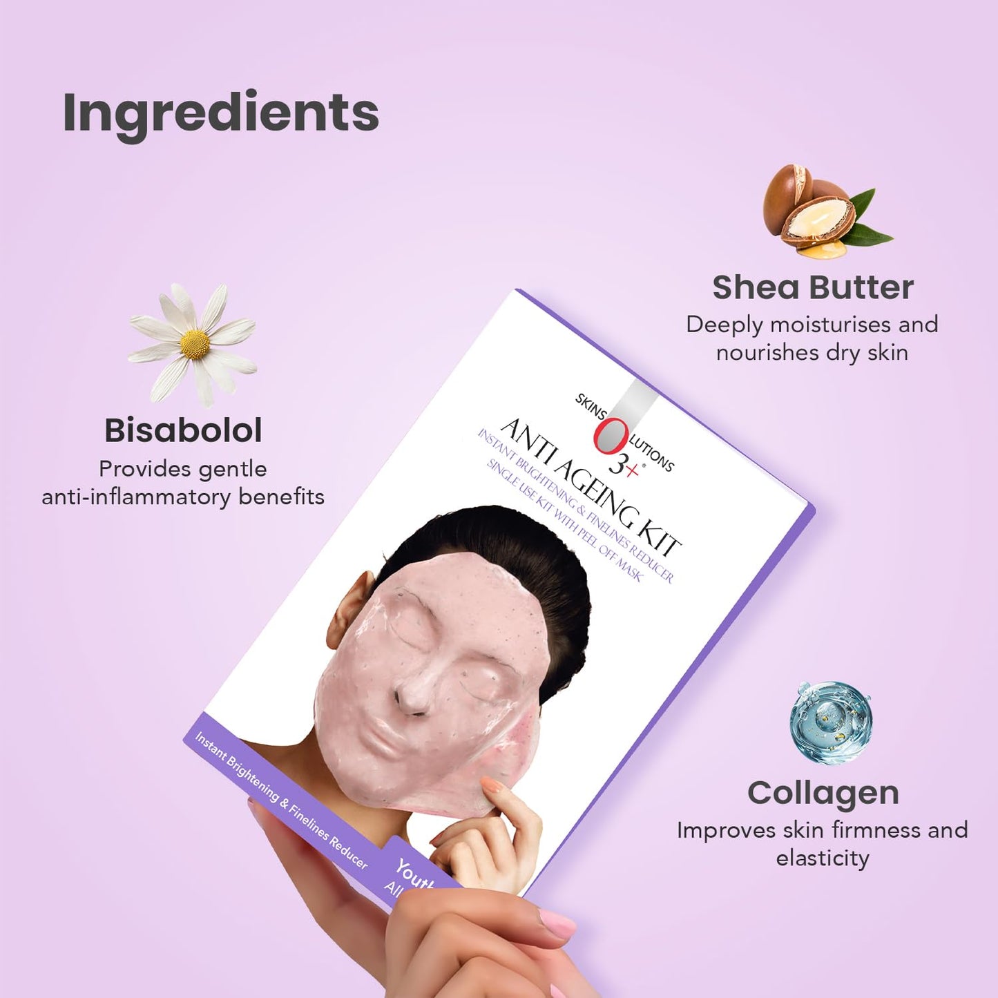 O3+ Anti Ageing Facial kit Brightening & Finelines Reducer With Peel off Mask 45gm