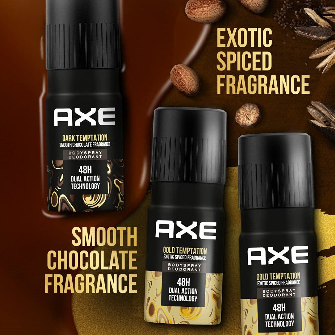 AXE Gold Temptation, 215ml (Pack of 2) and Dark Temptation, 215 ml (value pack of 3) for Men