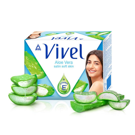 Vivel Aloe Vera Grade 1 Bathing Soap with Vitamin E for Soft Glowing skin, 600g (150g - Pack of 4), Soap for Women & Men, For All Skin Types