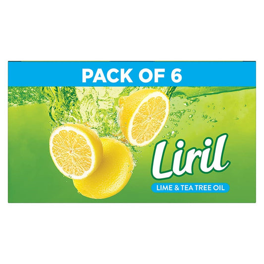 Liril Lemon & Tea Tree Natural Bathing Soap for Body 125 g (Combo Pack of 6) Refreshing Bath Soap Bar for Men & Women - Sulphate Free|| Paraben Free