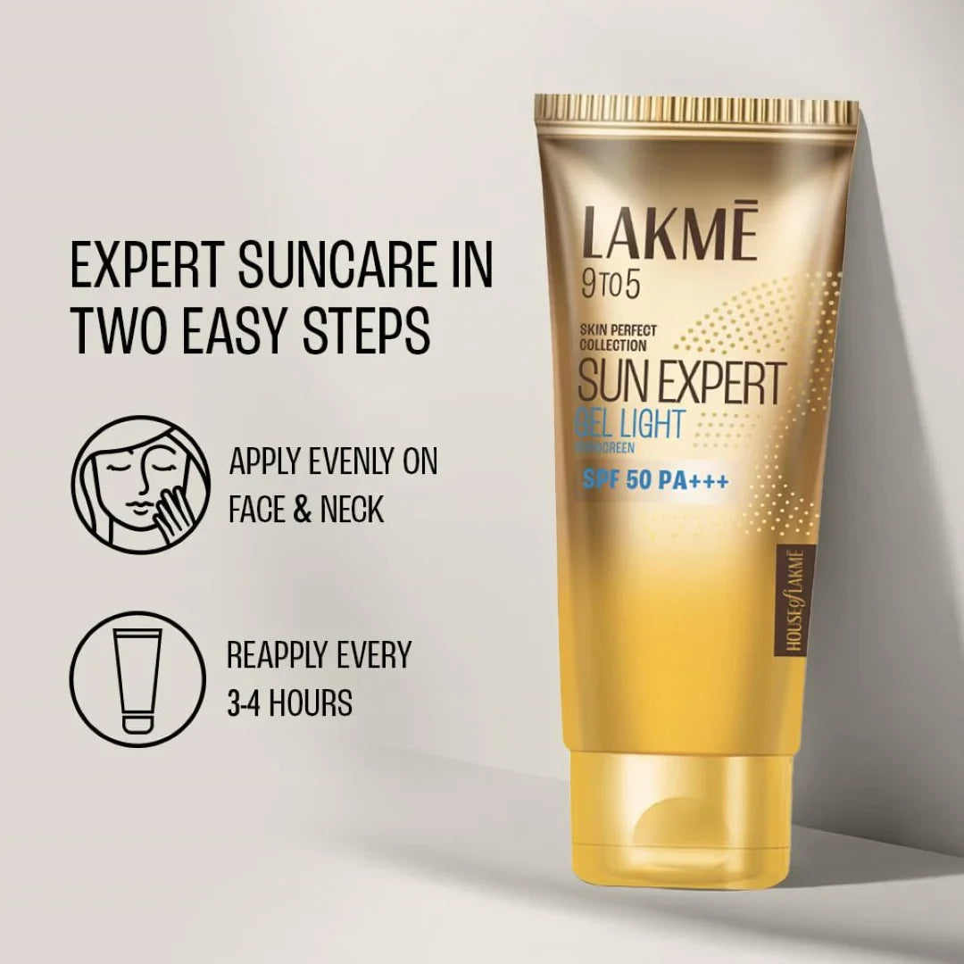 Lakme Sun Expert SPF 50 PA+++ Ultra Matte Gel Sunscreen with Vitamin B3 C & E (100g)