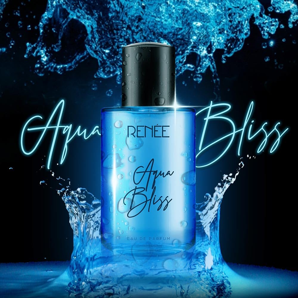 RENEE Aqua Bliss Eau De Parfum, Premium Long-lasting Fragrance With Notes of Lemon, Bergamot, Lily, Nutmeg, Cedar & Patchouli, Scent EDP for Every Occasion, Ideal Luxury Perfume for Women, 50 Ml