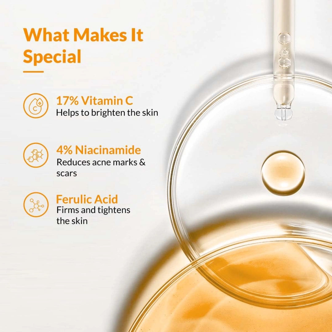 Fixderma 17% Vitamin C Face Serum for Glowing Skin | Retinol Face Serum for Skin Brightening | Anti Aging Night Face Serum with Niacinamide for Women and Men 30gm