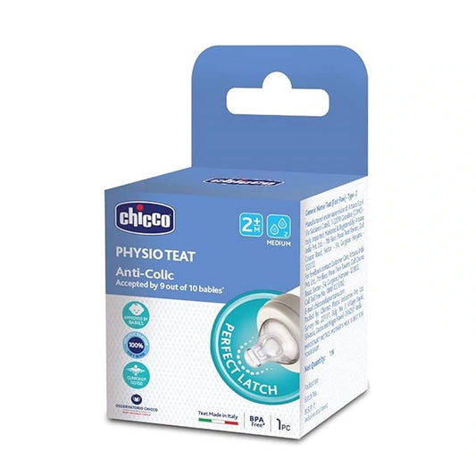 Chicco Teat Perfect 5 with Anti-Colic Effect, Nipple for Wide Neck Feeding Bottles, Medium Flow, for Babies 2m+, White