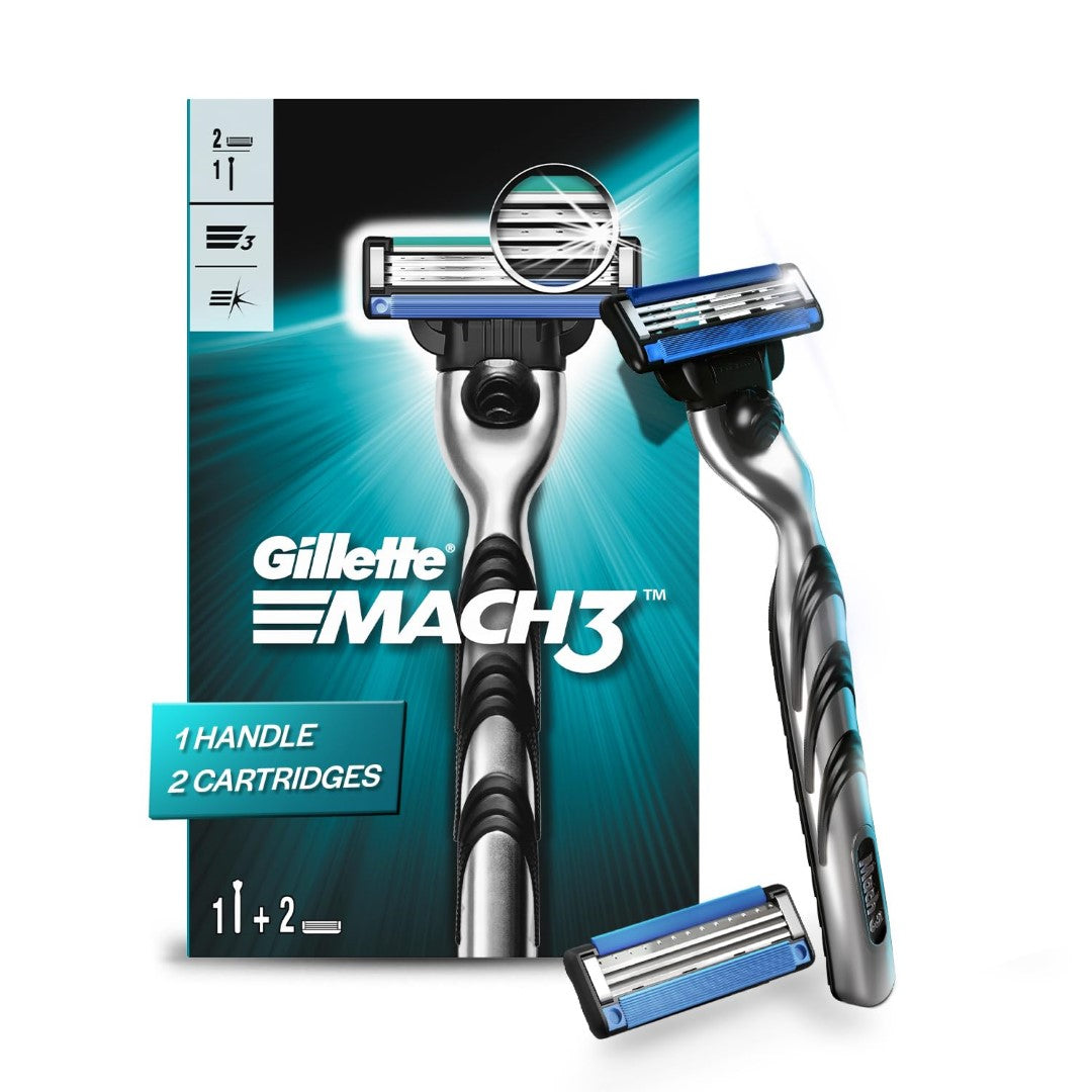 GILLETTE Mach 3 Shaving Razor (Handle + 2 Cartridge)