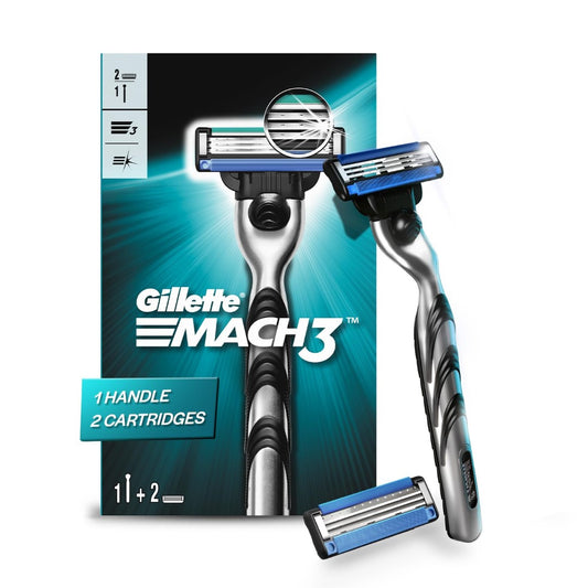 GILLETTE Mach 3 Shaving Razor (Handle + 2 Cartridge)