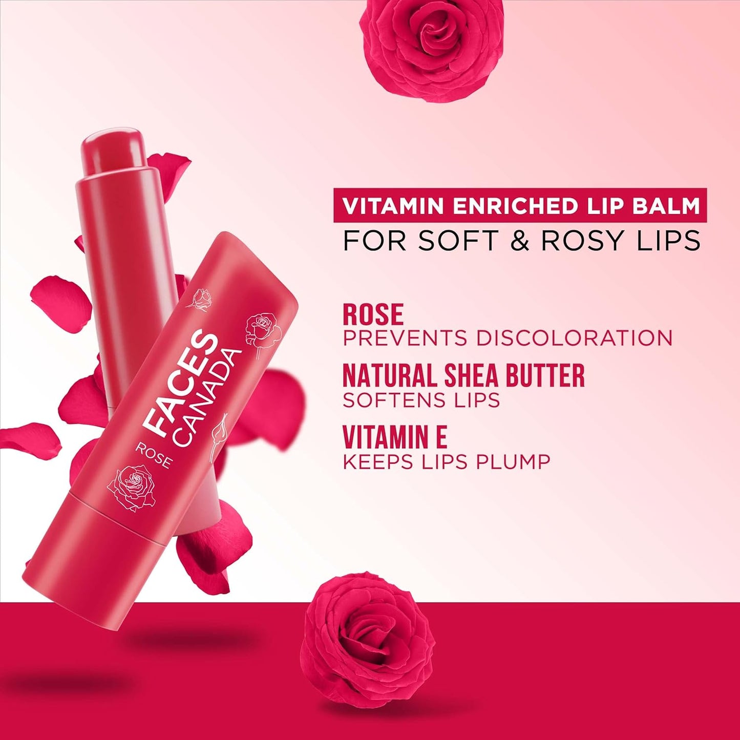 FACESCANADA Color Lip Balm , 4.5g | Red Tint | 12HR Moisture | SPF 15 | Shea Butter, Vitamin C & E Enriched | Hydrating & Nourishing For Dry Chapped Lips | Softens Lips pack of 1