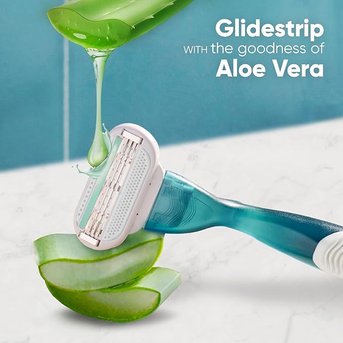 Gillette Venus Hair Removal Razor Blades/Refills/Cartridges for Women - 4 Pieces (Aloe Vera Glidestrip)