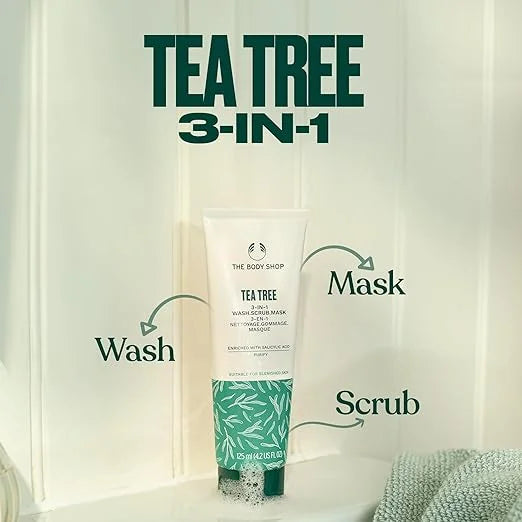 The Body Shop Tea Tree 3 in 1 Wash Scrub Mask, 125ml