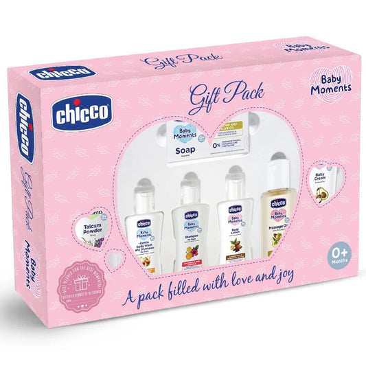 Chicco Baby Moments Essential Gift Pack Pink, Ideal Baby Gift Sets for Baby Shower, Newborn Gifting, New Parents, Birthdays, New Advanced Formula with 0% Phenoxyethanol, 0m+ (7 Items)