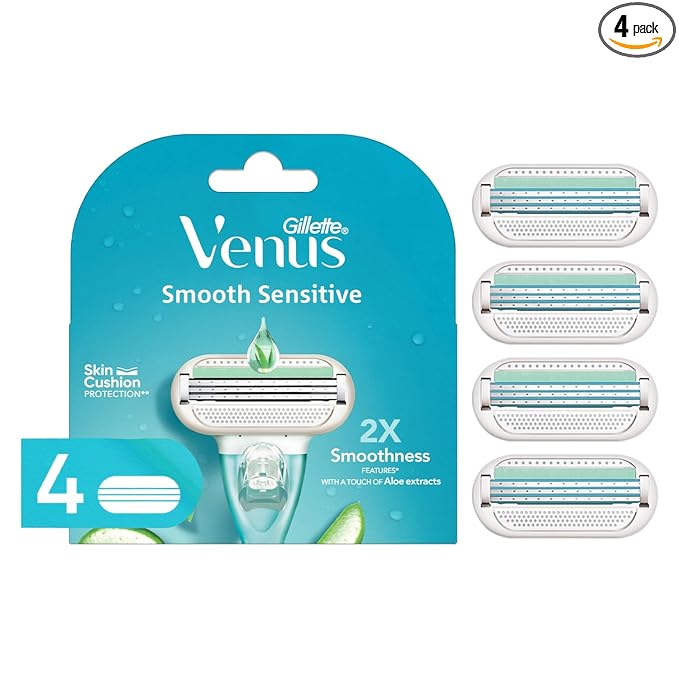 Gillette Venus Hair Removal Razor Blades/Refills/Cartridges for Women - 4 Pieces (Aloe Vera Glidestrip)