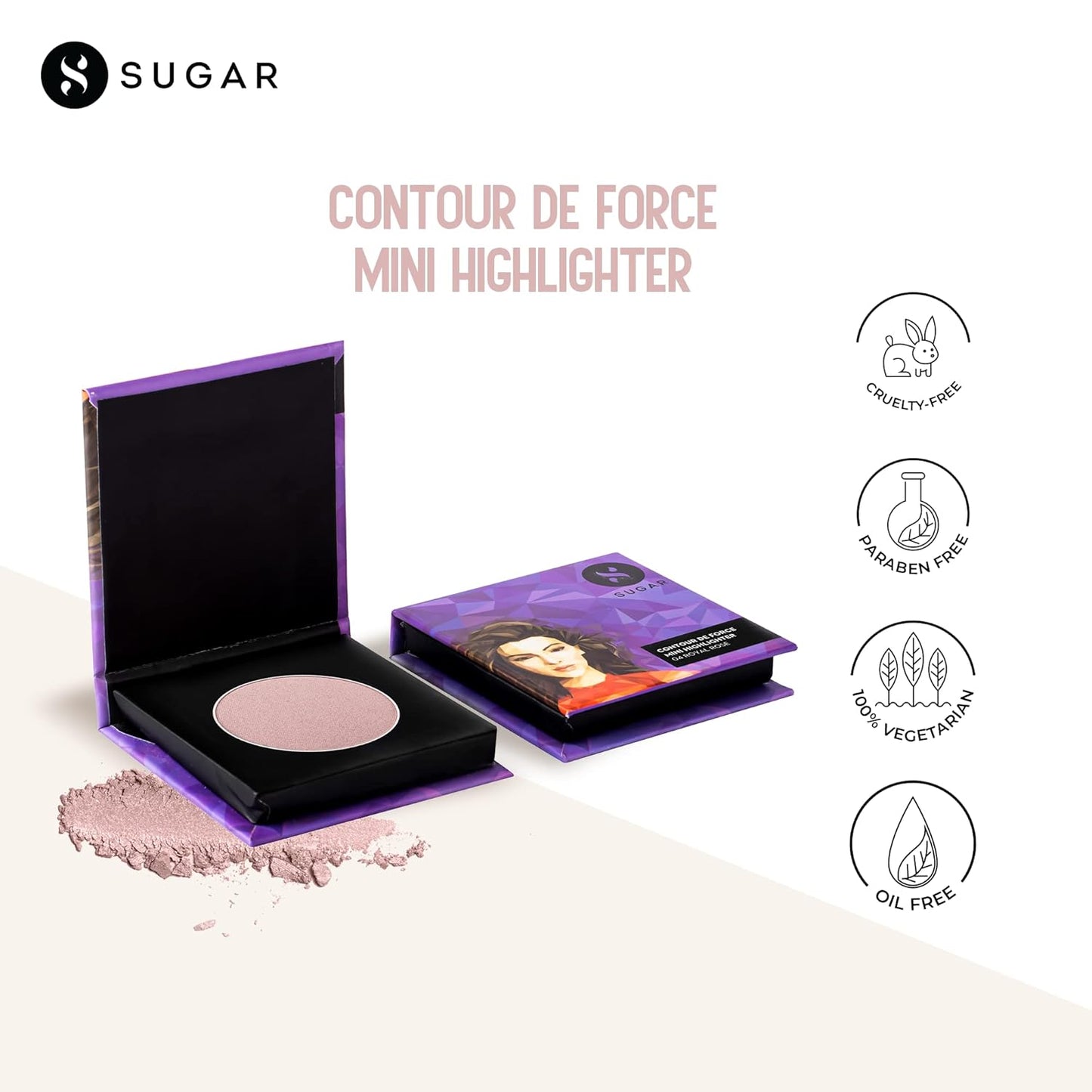SUGAR Cosmetics Contour De Force Mini Highlighter -Lightweight, Easily Blendable, Illuminating Bronzer, Matte Finish