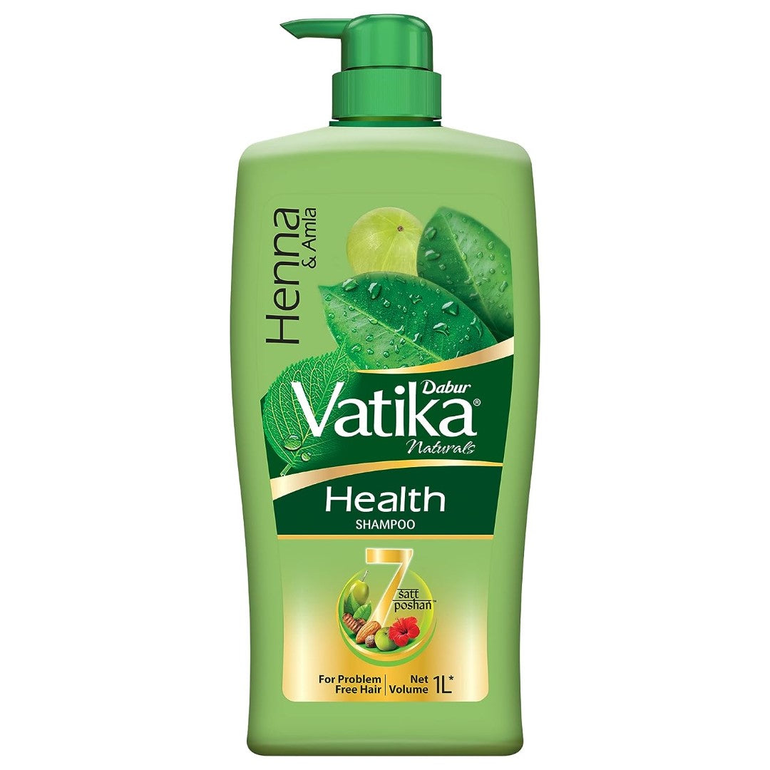 Dabur Vatika Health Shampoo - 1L | For Smooth, Shiny & Nourished Hair |  For All Hair Types | Goodness of Henna & Amla