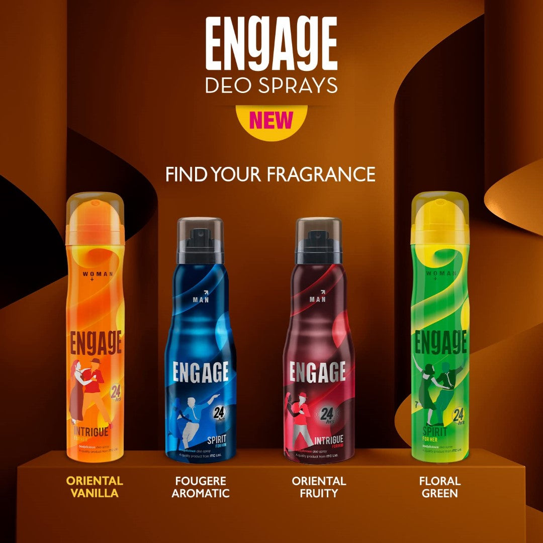 Engage Deo Combo 2 Intrigue for Her 150ml & 1 Spirit for Her 150ml Deodorant Spray - For Women  (450 ml, Pack of 3)