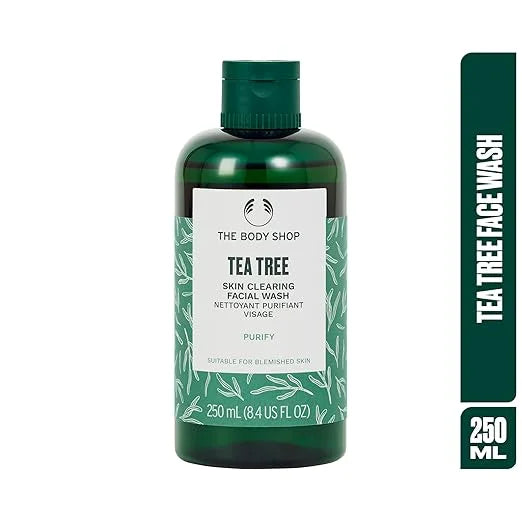 The Body Shop Vegan Tea Tree Facial Wash, 250 ML - For Oily, Blemished Skin | Intensely Cleansing