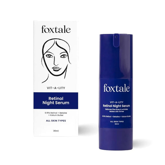 Foxtale 0.15% Beginner Friendly Retinol Night Serum | Anti-Aging Night Cream | Reduces Fine Lines and Wrinkles | No Purging | For Younger-looking Skin | Men & Women | All Skin Types - 30 ml