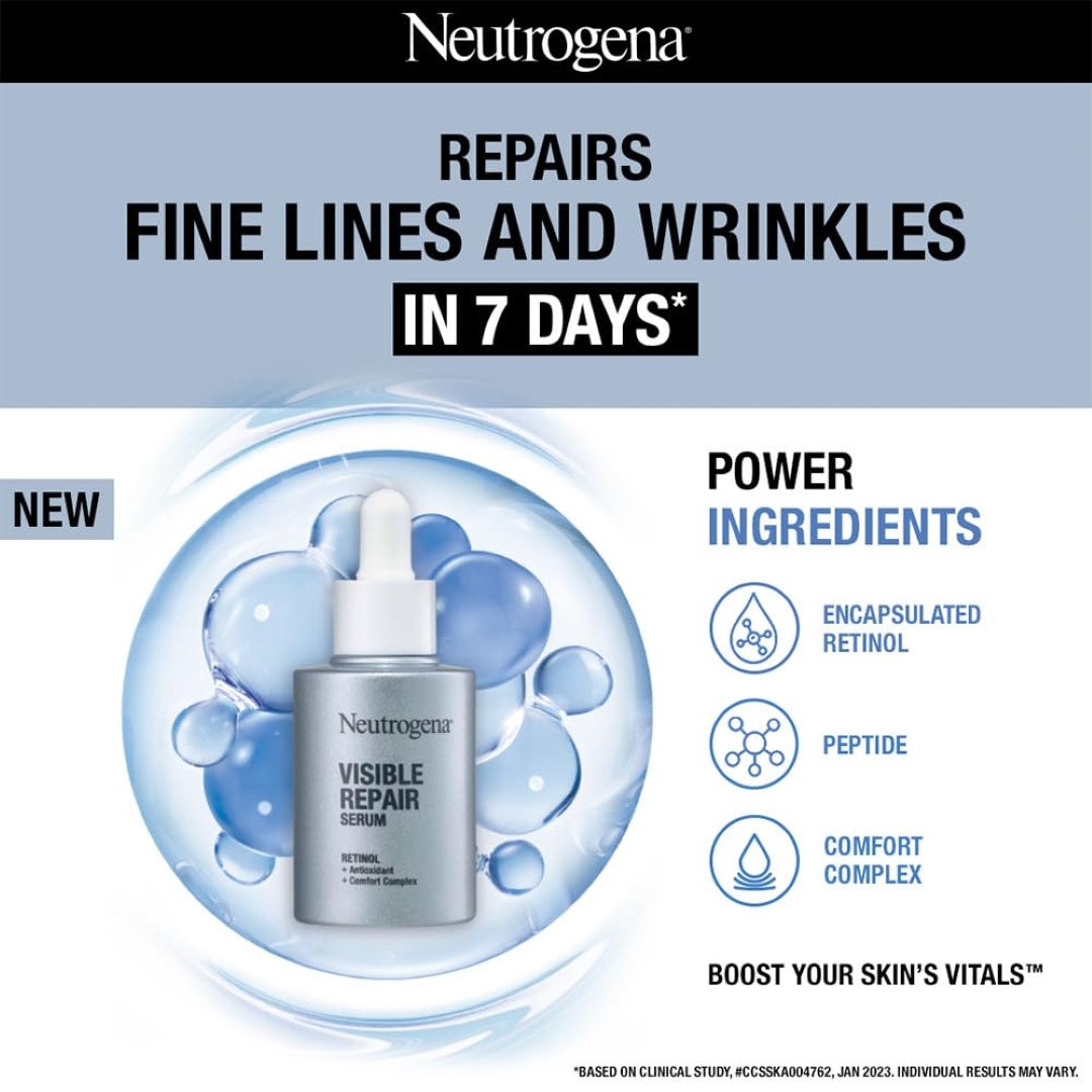 Neutrogena Visible Repair Retinol Serum: Boosts Collagen for Anti-Ageing, Wrinkles & Fine Lines 30ml