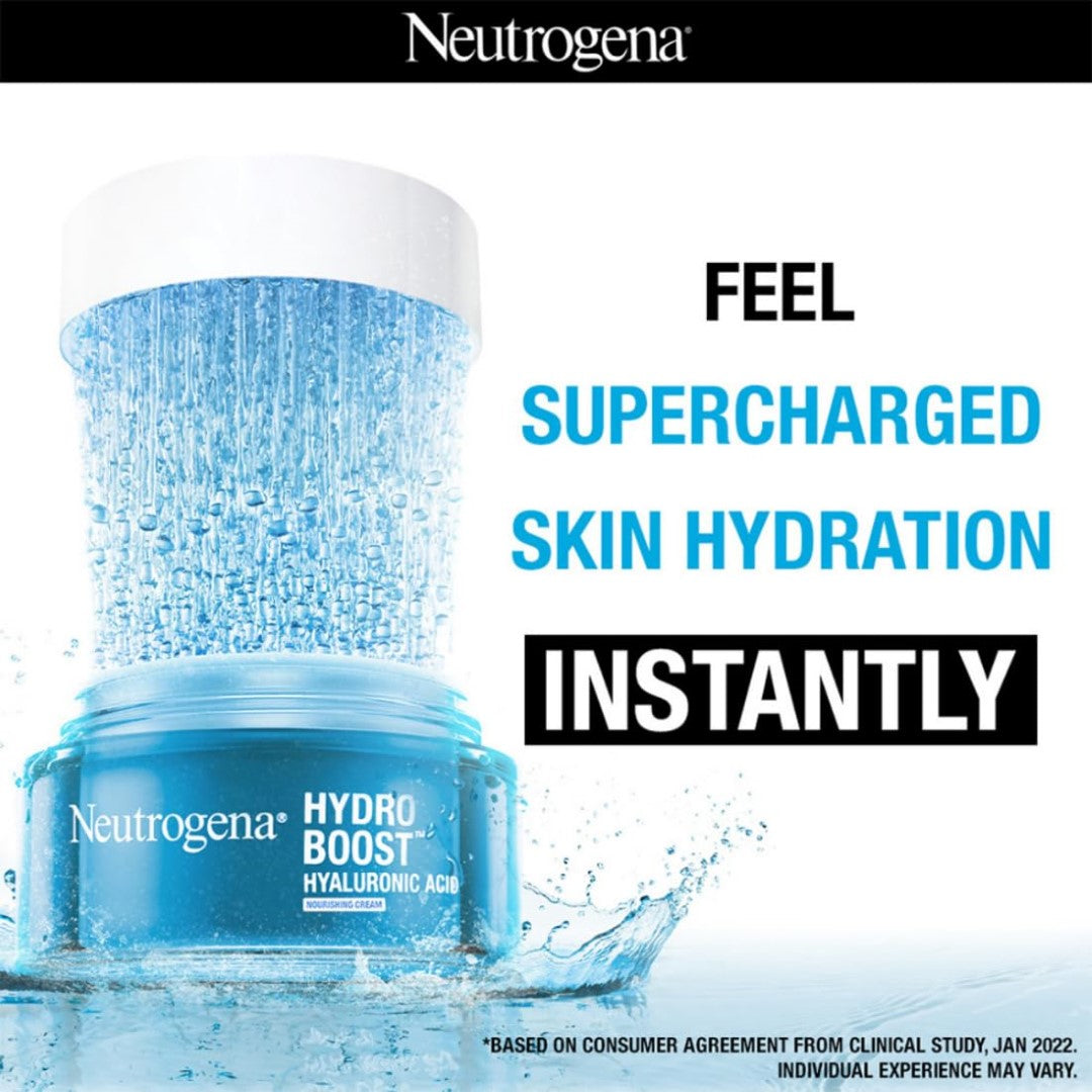 Neutrogena Hydro Boost Hyaluronic Acid Nourishing Cream | Enriched with Ceramides, Amino Acids | 72-Hour Deep Hydration | All Skin Types | For Men & Women 50g