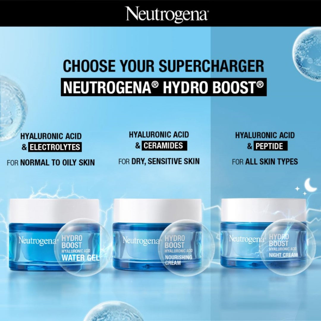 Neutrogena Hydro Boost Hyaluronic Acid Nourishing Cream | Enriched with Ceramides, Amino Acids | 72-Hour Deep Hydration | All Skin Types | For Men & Women 50g