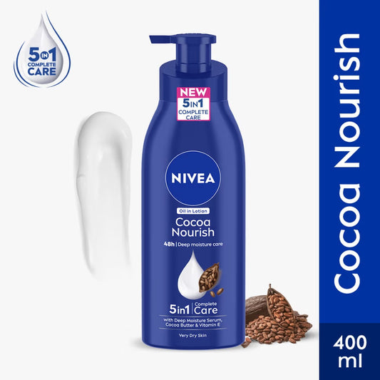 NIVEA Cocoa Nourish BODY LOTION -Cocoa butter & Vit E for 48H deep moisturization (Very Dry skin) (400ml)