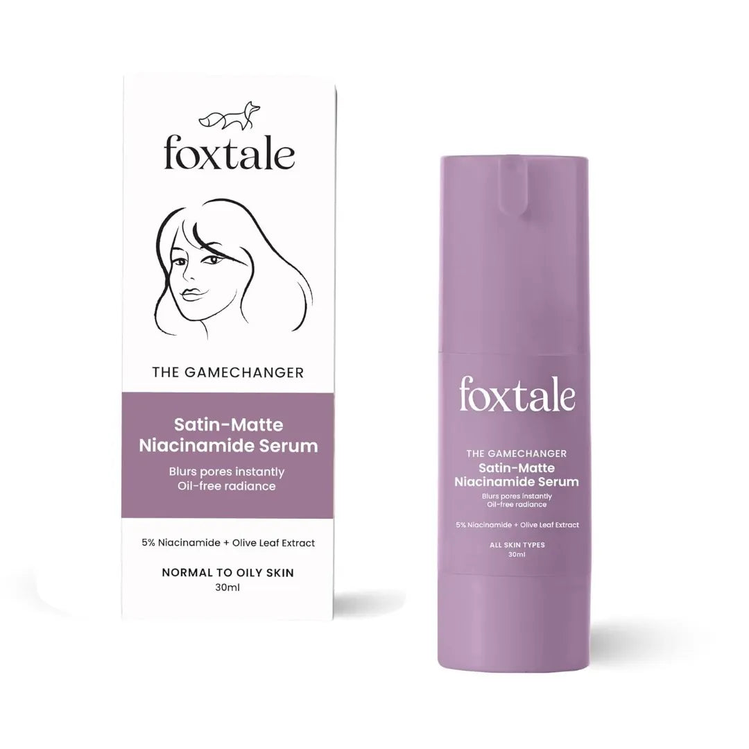 Foxtale Satin Matte 5% Niacinamide Face Serum | Fades Blemishes & Acne Marks | Reduce Dark Spots | Controls Oil and Brightens Skin | Lightweight & Non-sticky | All Skin Types | Men & Women - 30ml