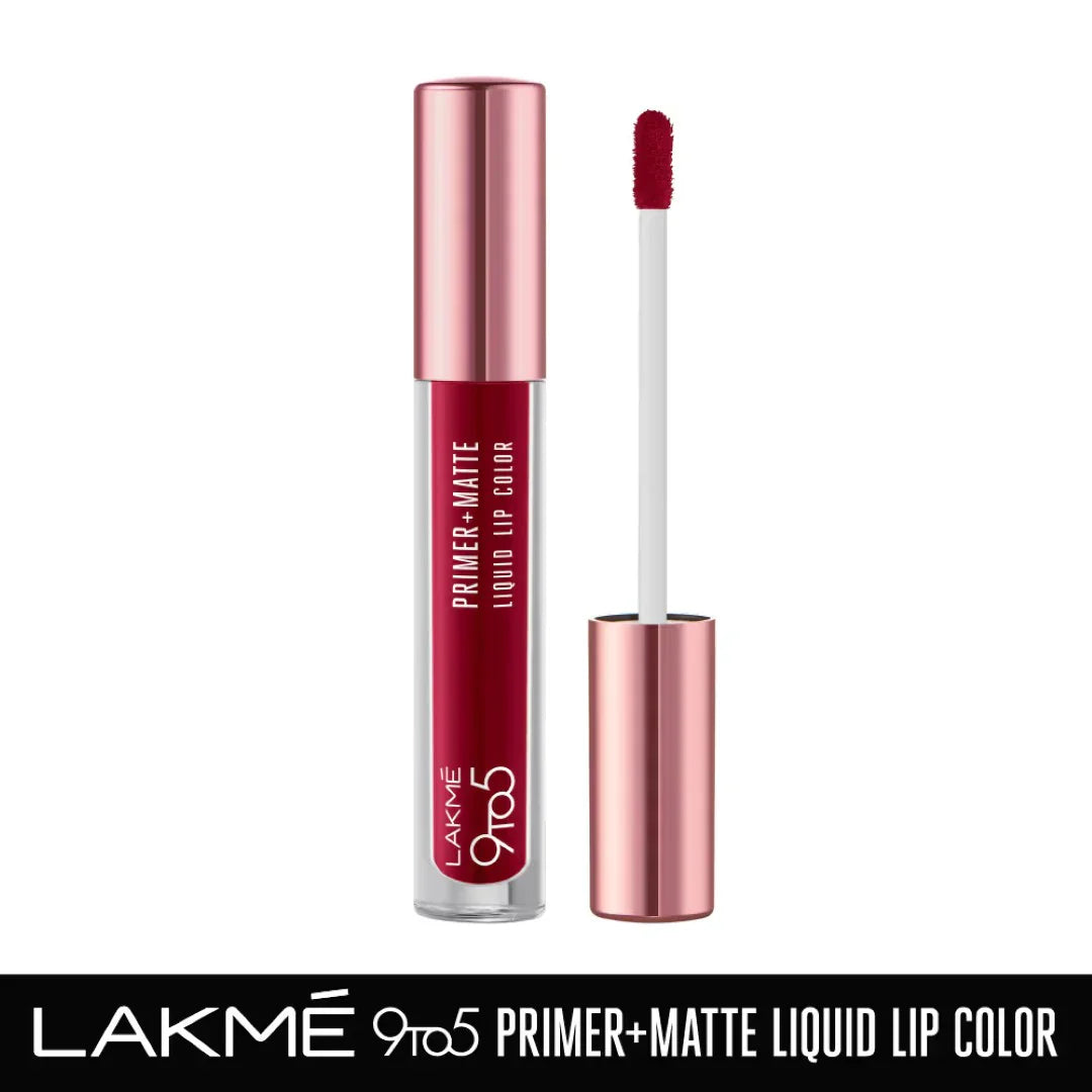 Lakme 9to5 Primer + Matte Liquid Lip Color - MM3 Crisp Wine(4.2ml)