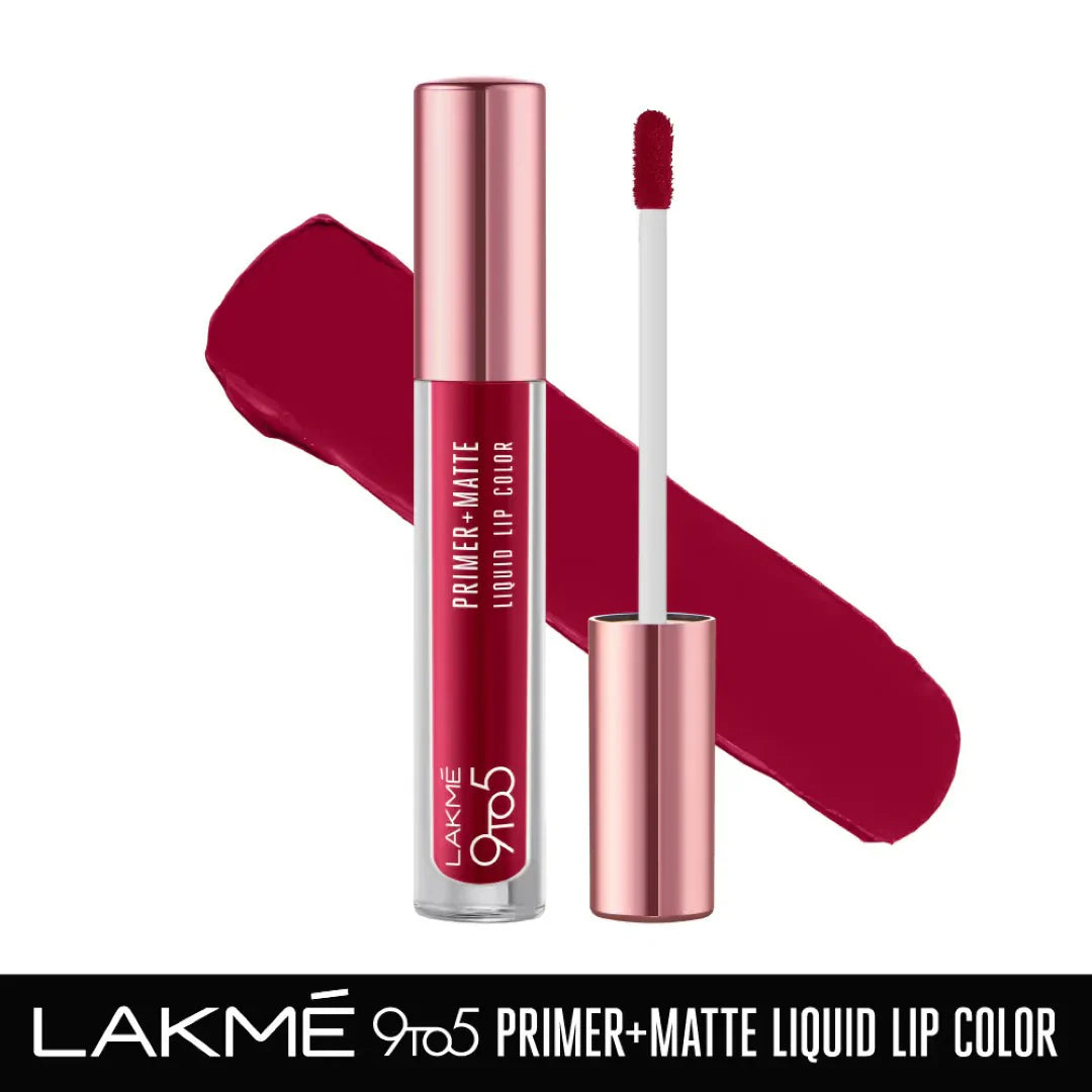 Lakme 9to5 Primer + Matte Liquid Lip Color - MM3 Crisp Wine(4.2ml)