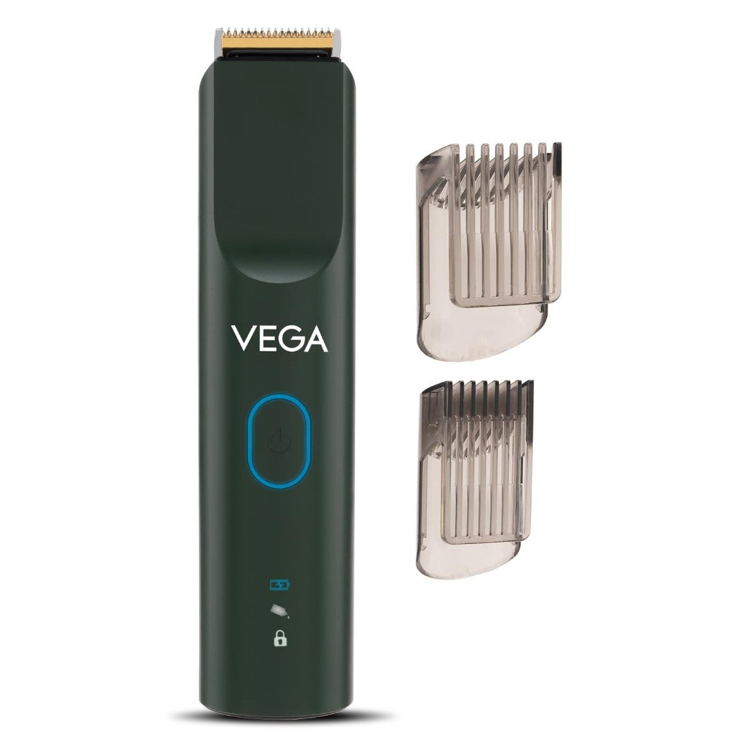 Vega Battery Powered SmartOne S3 Beard Trimmer for Men with Titanium Blade, Digital Display, 160 mins Runtime, IPX7 Waterproof & 40 Length Settings, Travel Lock, Travel Friendly, Green, (VHTH-36)